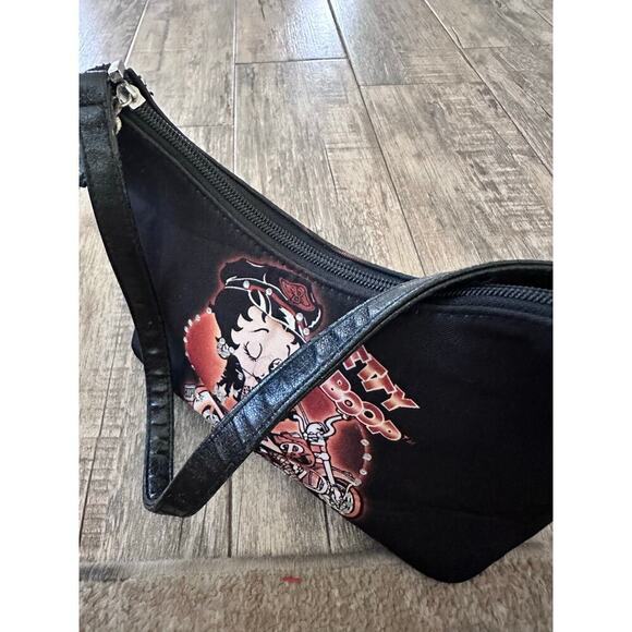 Betty Boop Women's Black On Motorcycle Print Shoulder Bag - Picture 5 of 13